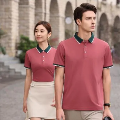 Contrast-collar polo, rose