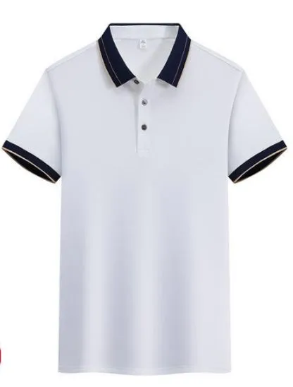 Contrast-collar polo, white / navy