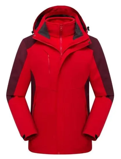 Hooded hardshell jacket, red