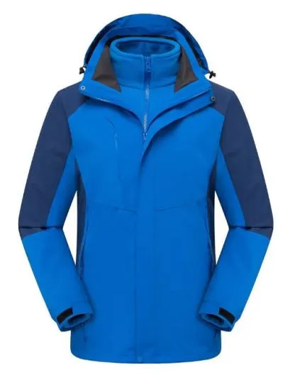 Hooded hardshell jacket, blue