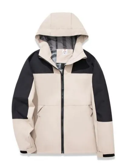 Color-block shell jacket, stone / black