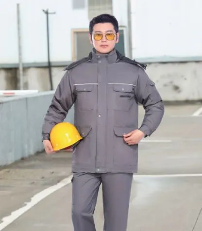 Padded winter work jacket, grey