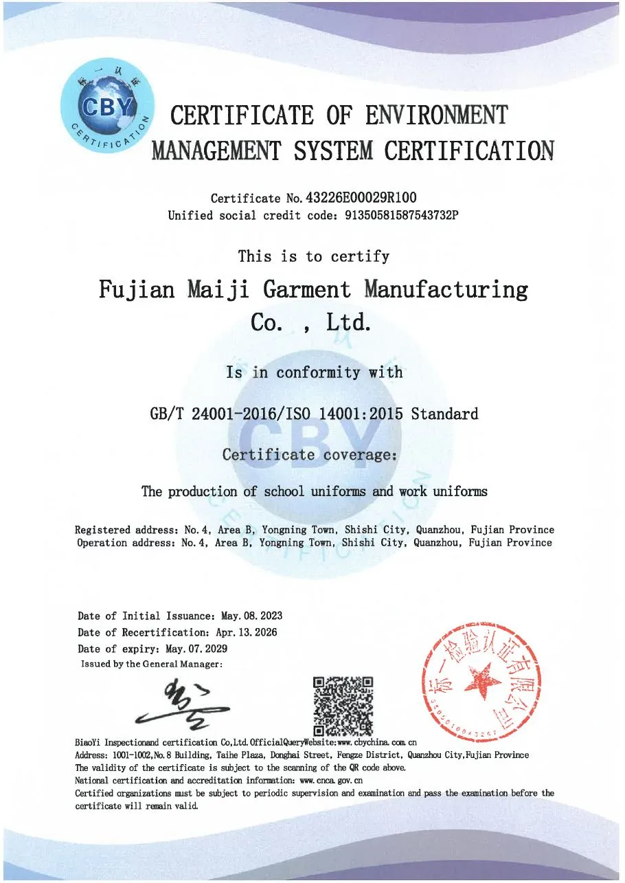 ISO 14001:2015 certificate