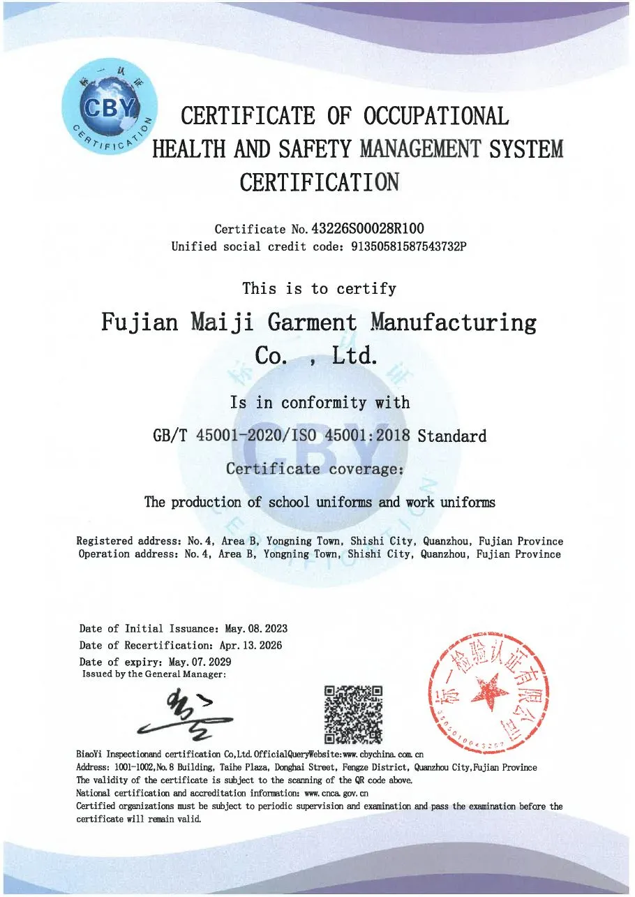 ISO 45001:2018 certificate