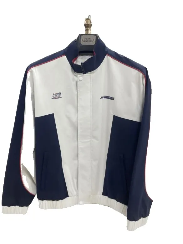 Color-block zip jacket, white / navy