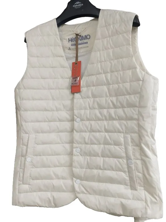 Quilted down vest, ivory
