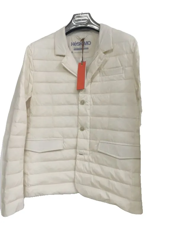 Quilted down shirt jacket, ivory