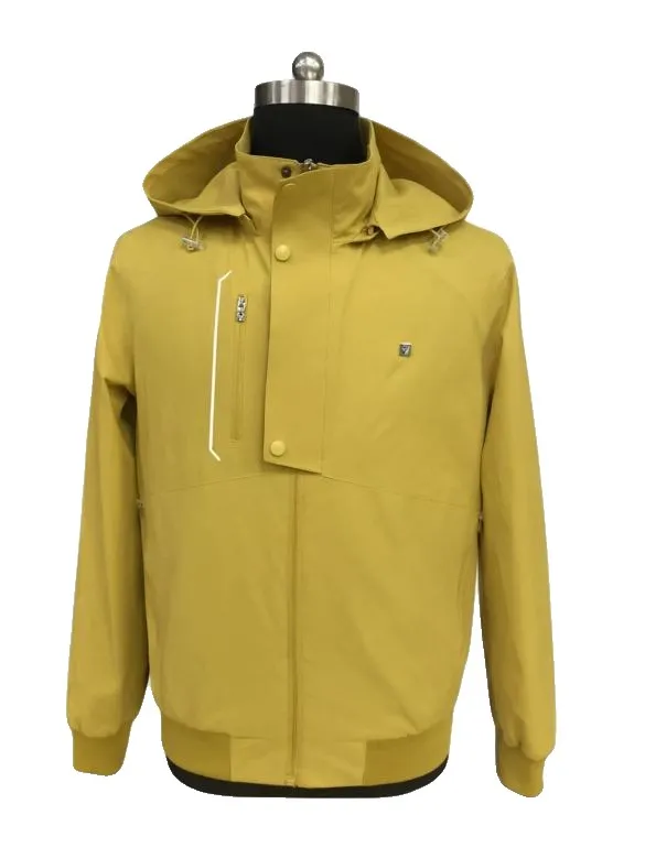 Hooded rain jacket, mustard