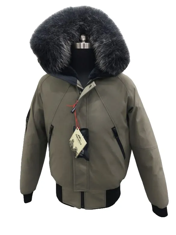 Bomber parka with fur hood, olive