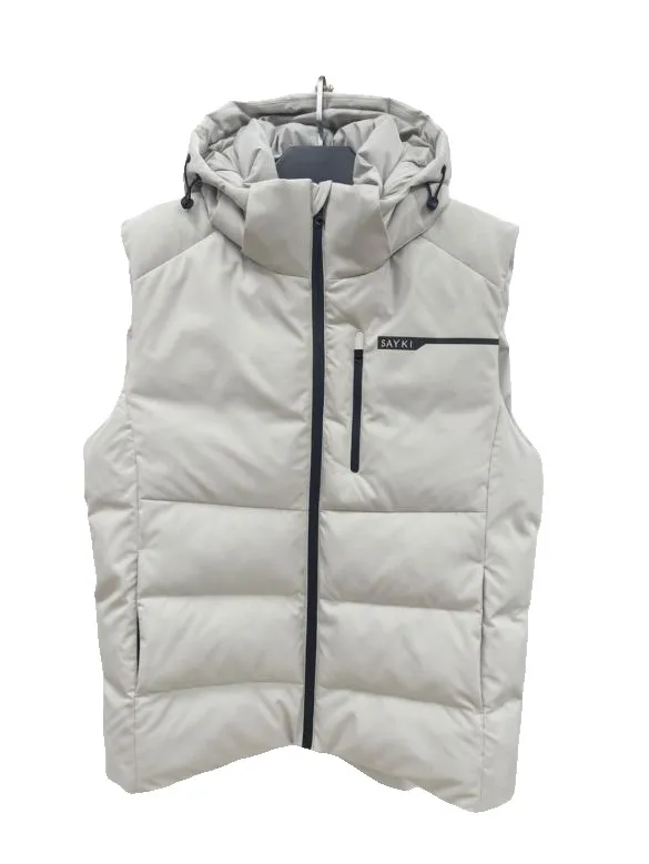 Hooded puffer vest, light grey