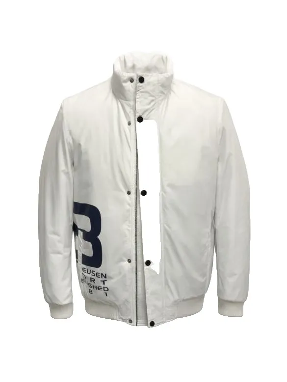 Padded bomber with print, white