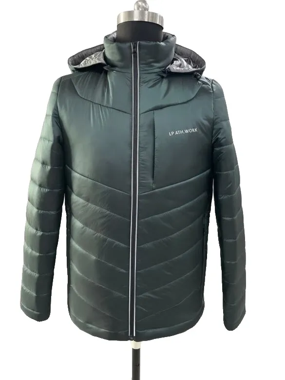 Hooded quilted jacket, forest green