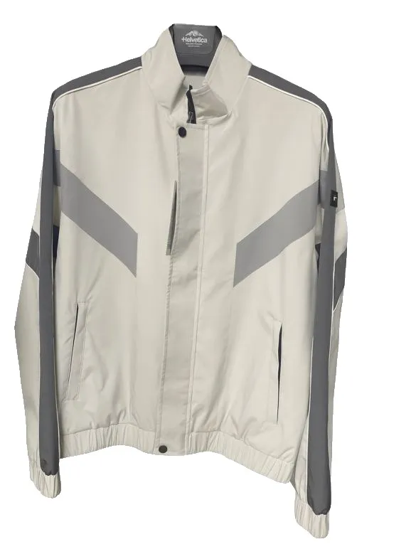 Panelled stand-collar jacket, stone